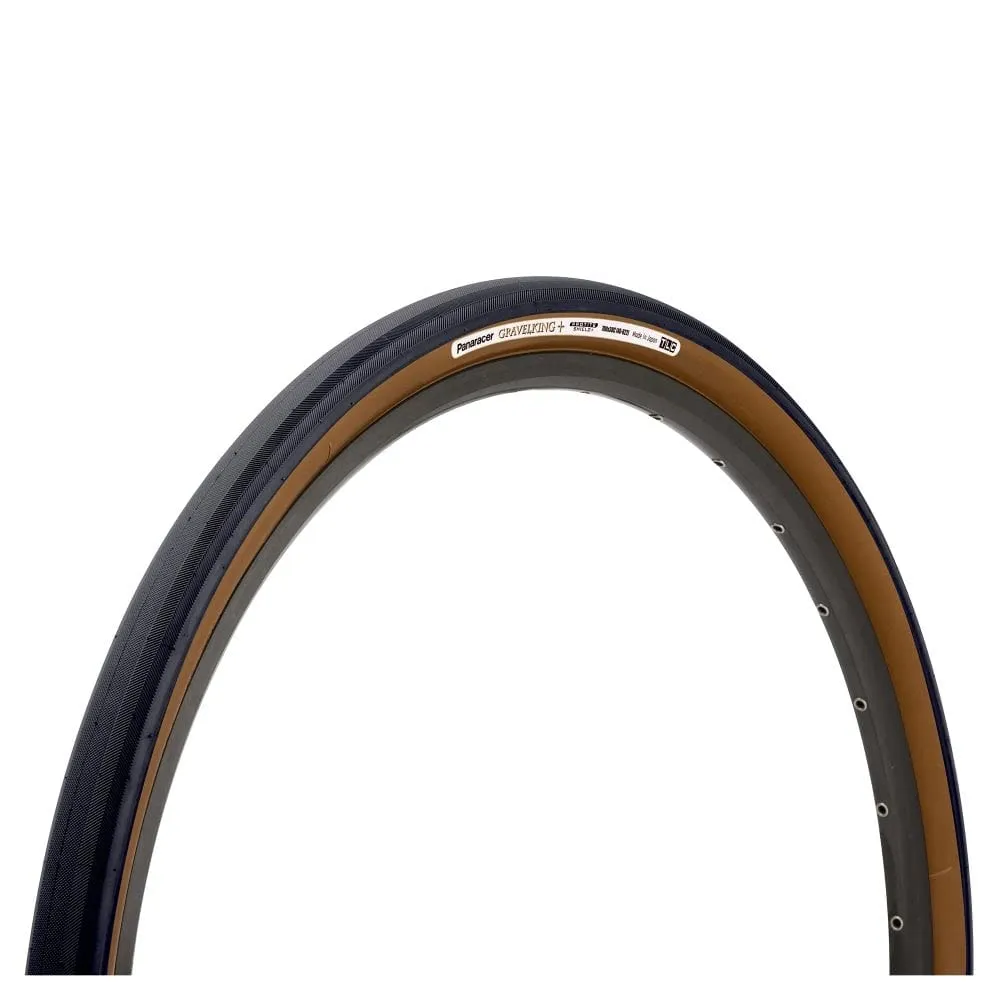 Panaracer GravelKing + Folding Bicycle Tire 700x35C - Slick Tread, ProTite Shield, Black/Brown Wall