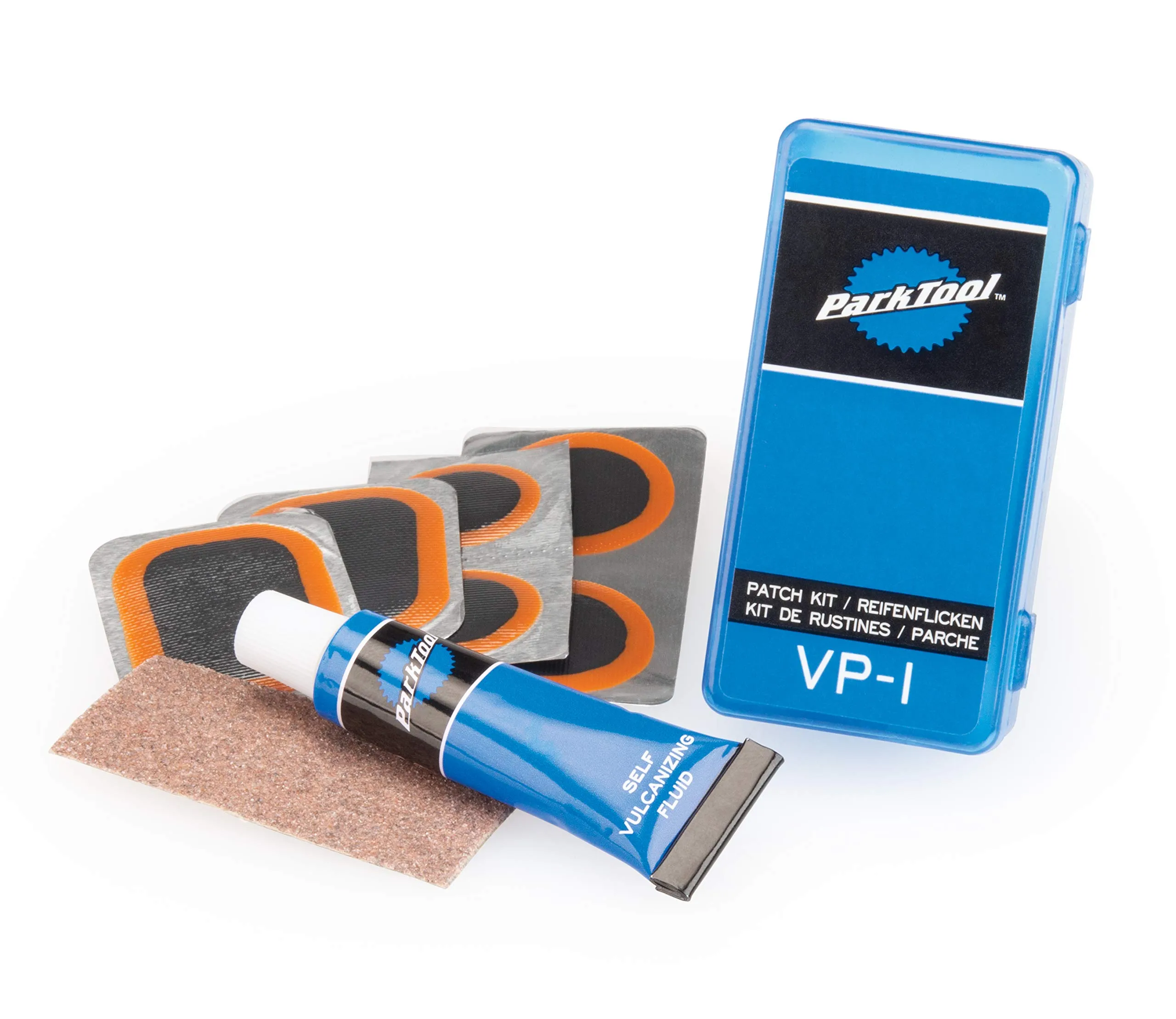 Park Tool VP-1 Vulcanizing Patch Kit - 6 Flexible Patches, Self-Vulcanizing Fluid, Easy Repair