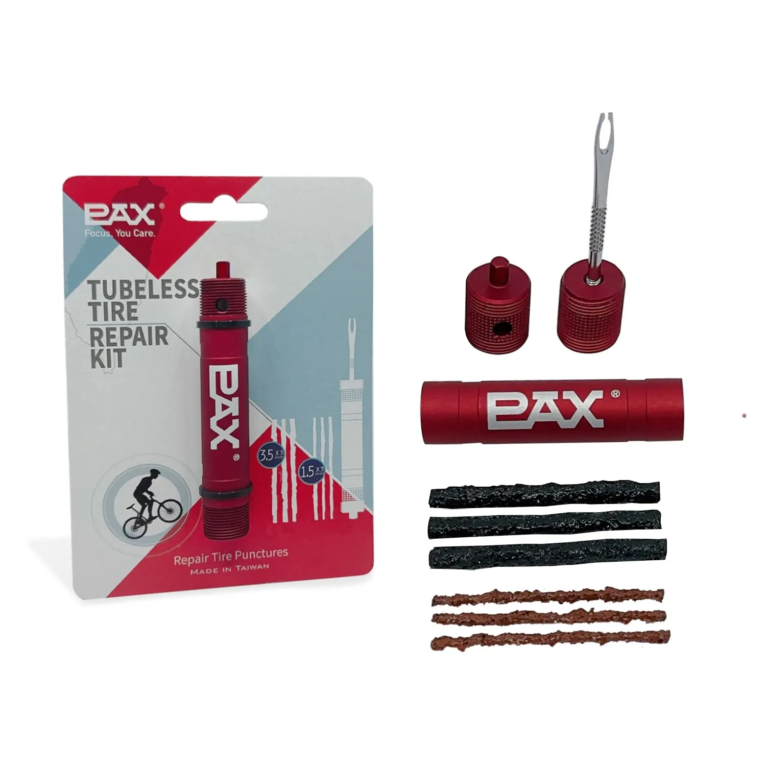 PAX Red Mountain Bike Tubeless Tire Repair Kit with 4mm Hex Key for Quick Bicycle Puncture Fix