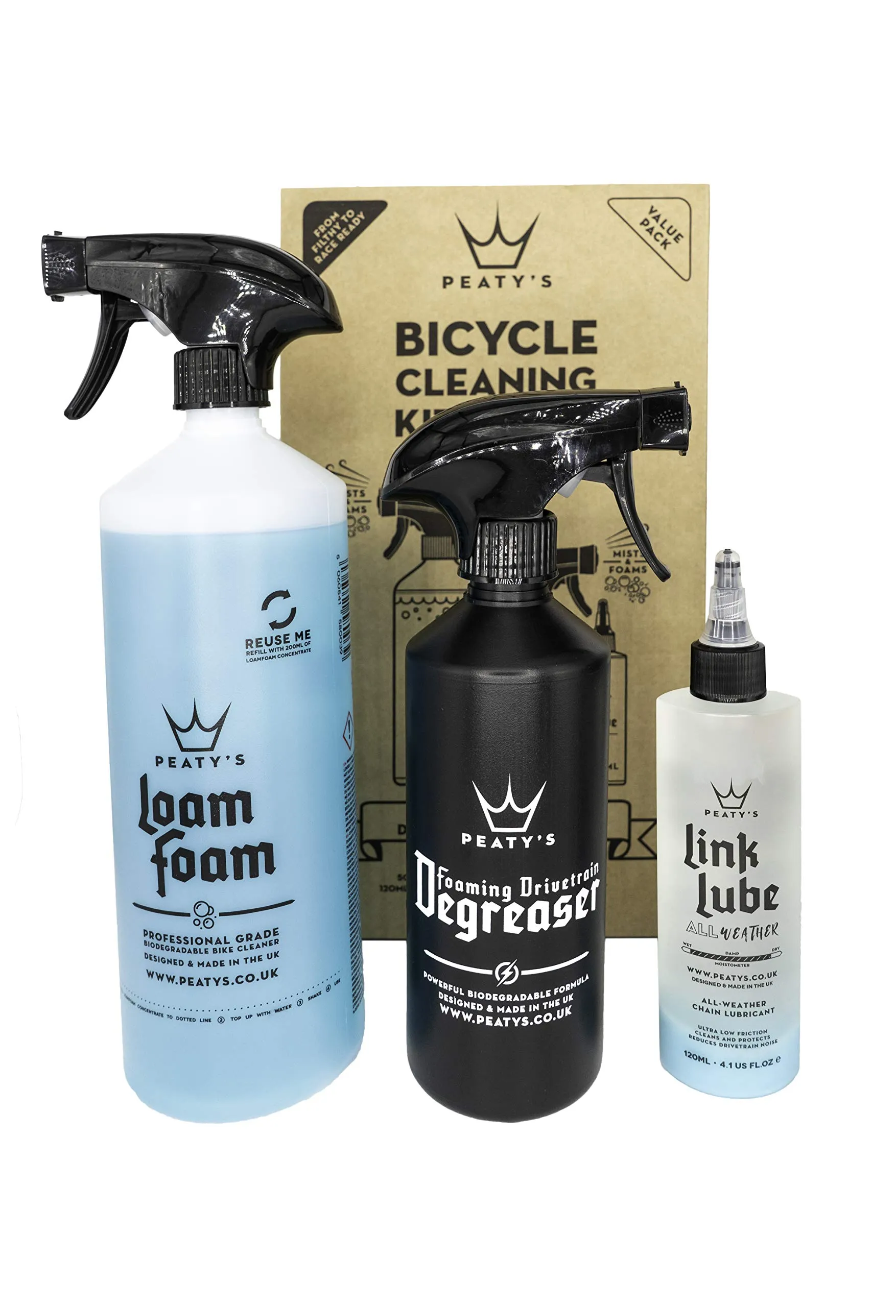 Peaty's Bicycle Cleaning Kit - Wash, Degrease & Lubricate, Clear, 55 Fl Oz, Race-Ready Essentials