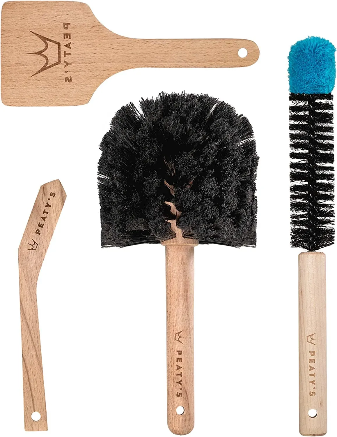 Peaty’s Complete Bicycle Cleaning Brush Set - Eco-Friendly Beech Wood Brushes for Mountain & Road Bikes