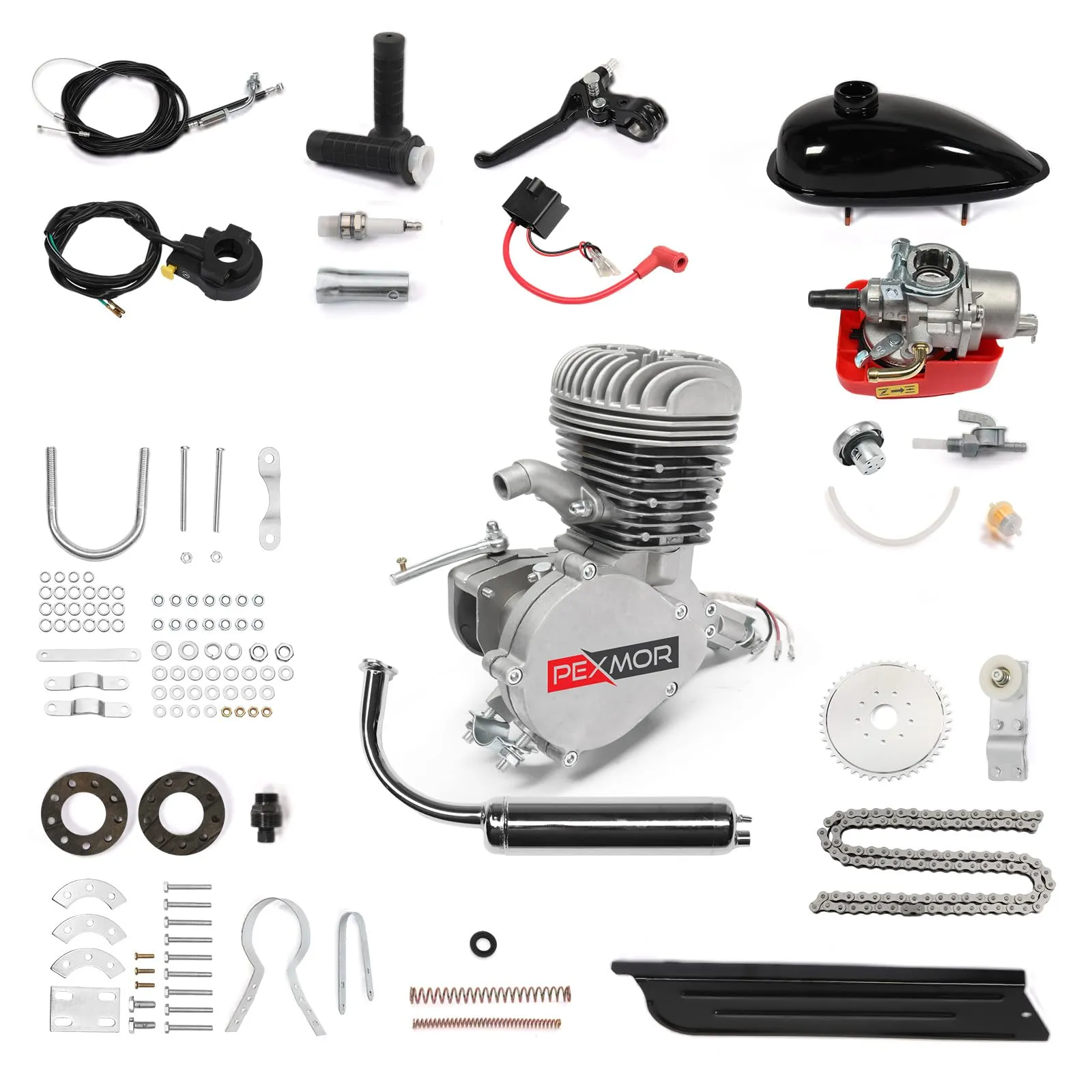 PEXMOR 100cc Bicycle Engine Kit for 26-28' Bikes, Fuel-Efficient 2-Stroke Motorized Conversion