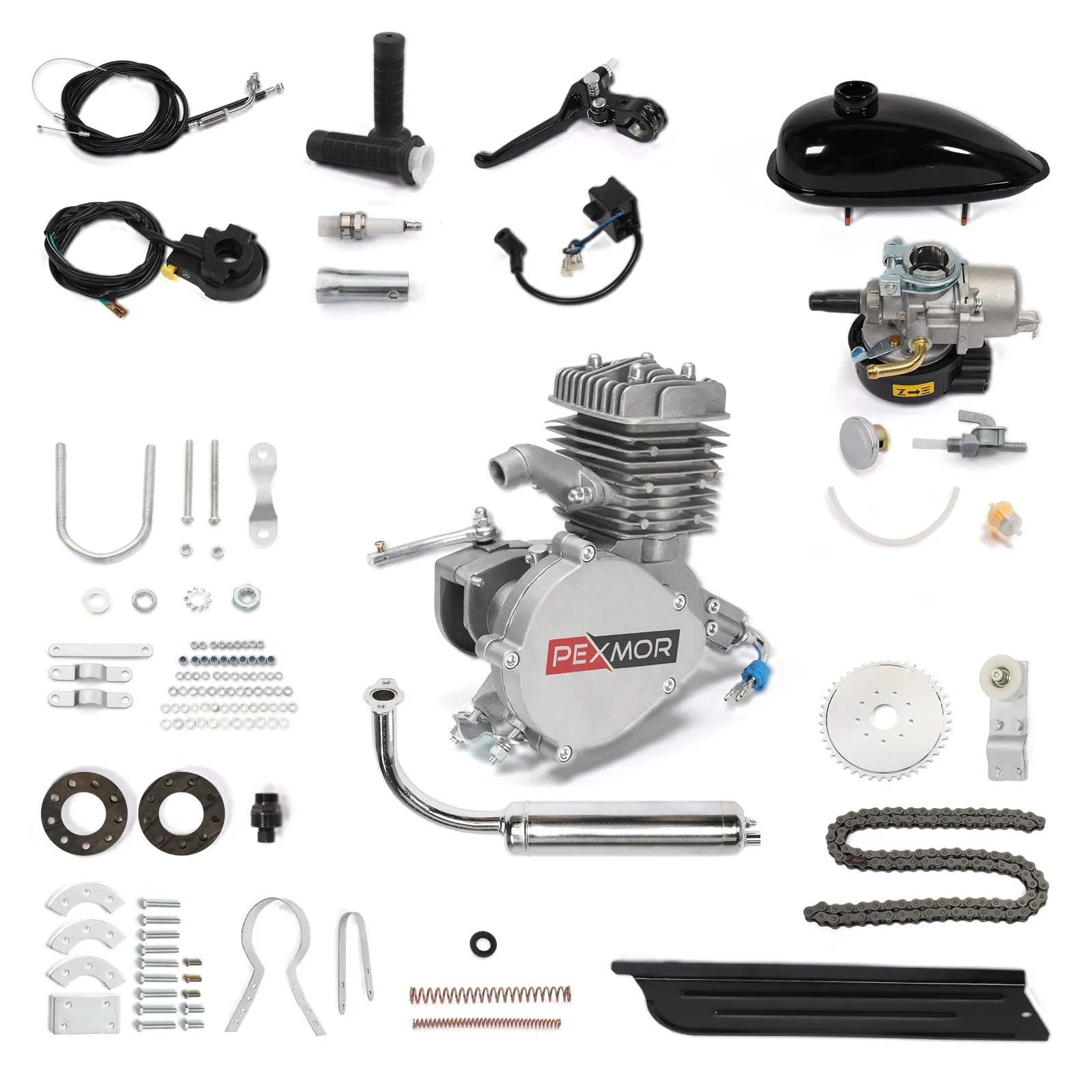 PEXMOR 50cc Bicycle Engine Kit for 26-28' Bikes, Gas Motorized Bike Conversion, Fuel Efficient