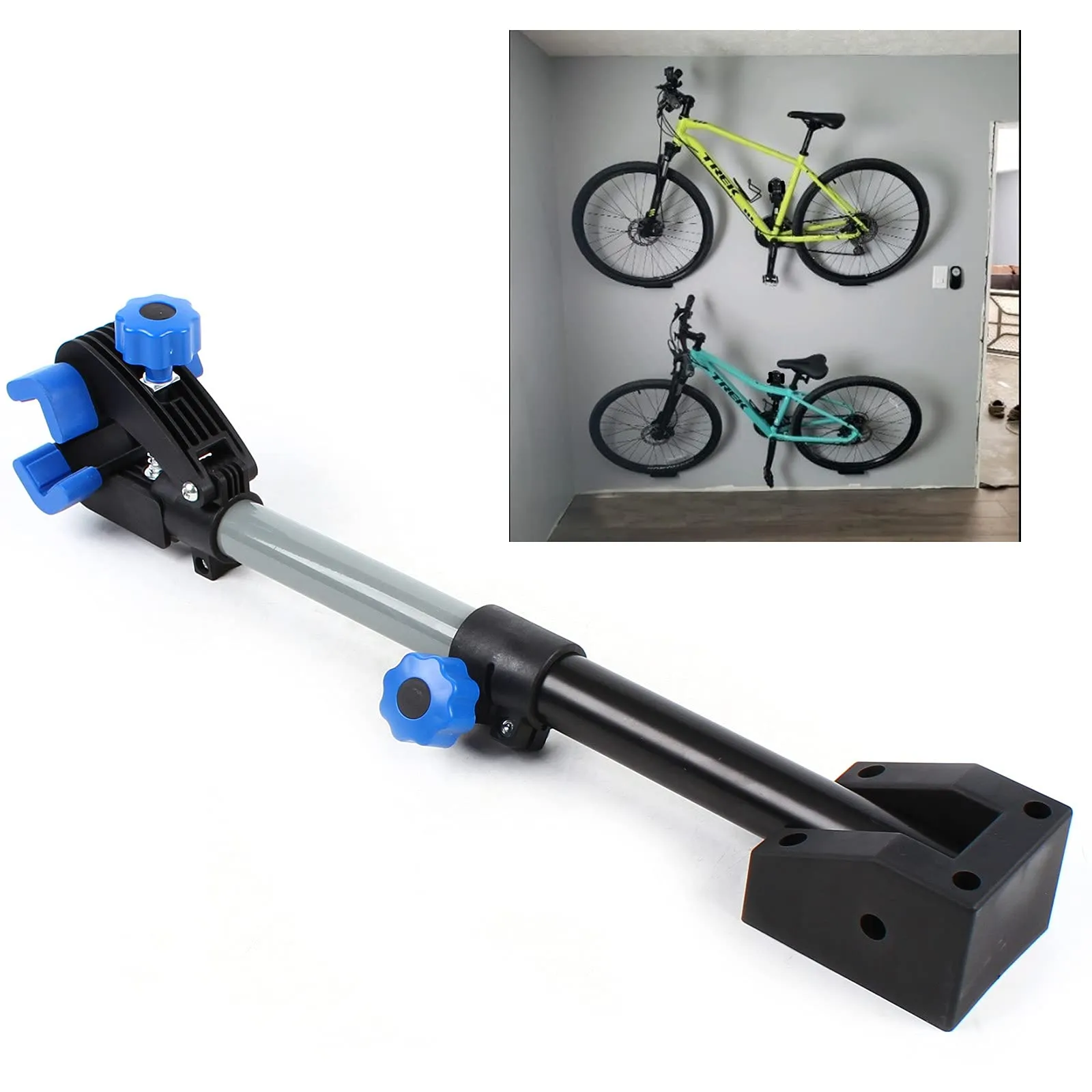 PIAOYUE Bike Repair Stand - Space-Saving Wall Mount Clamp for Bicycle Maintenance, Blue/Black