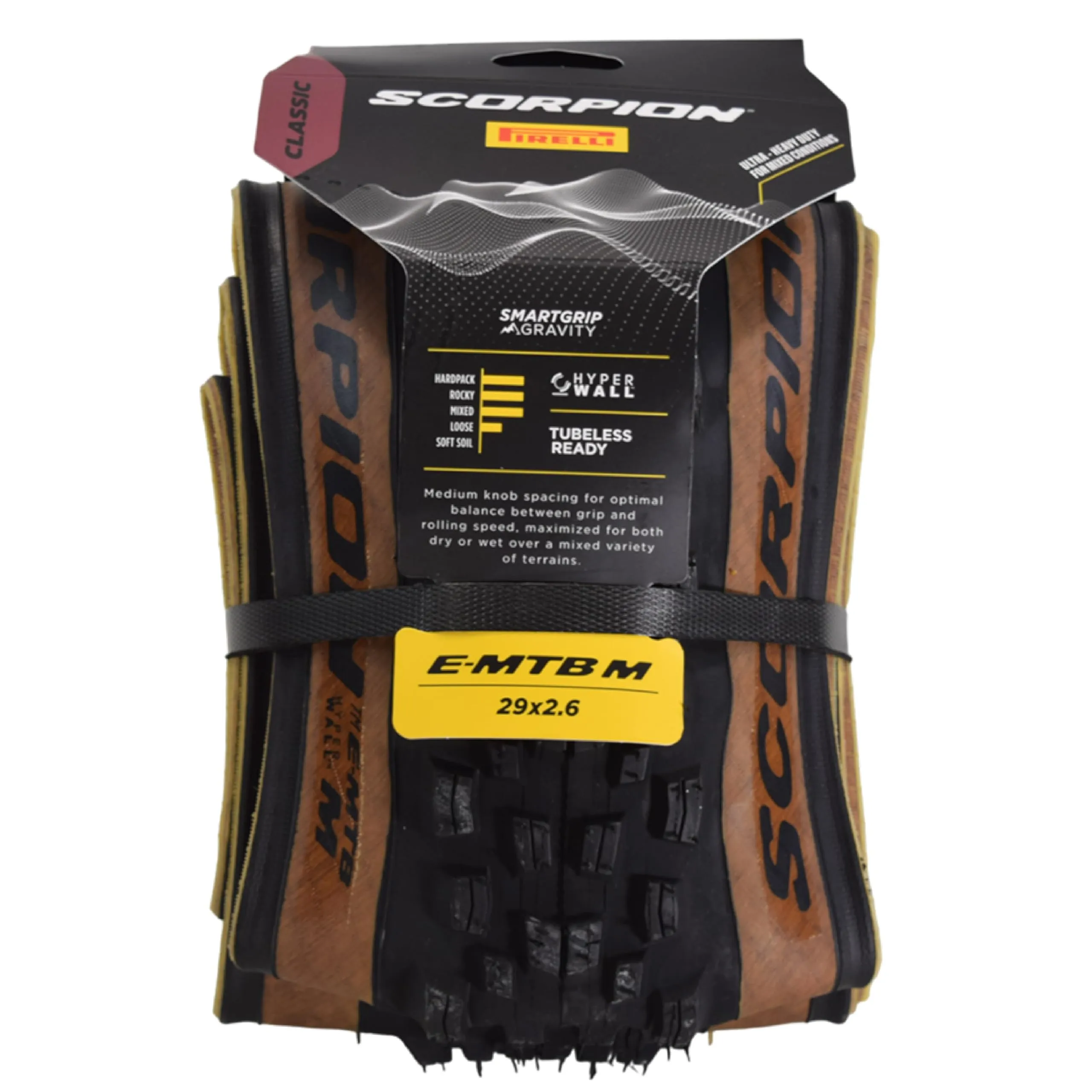 Pirelli Scorpion E-MTB M 29 x 2.6 Mountain Bike Tire - Versatile, Tubeless Ready, E-Bike Compatible