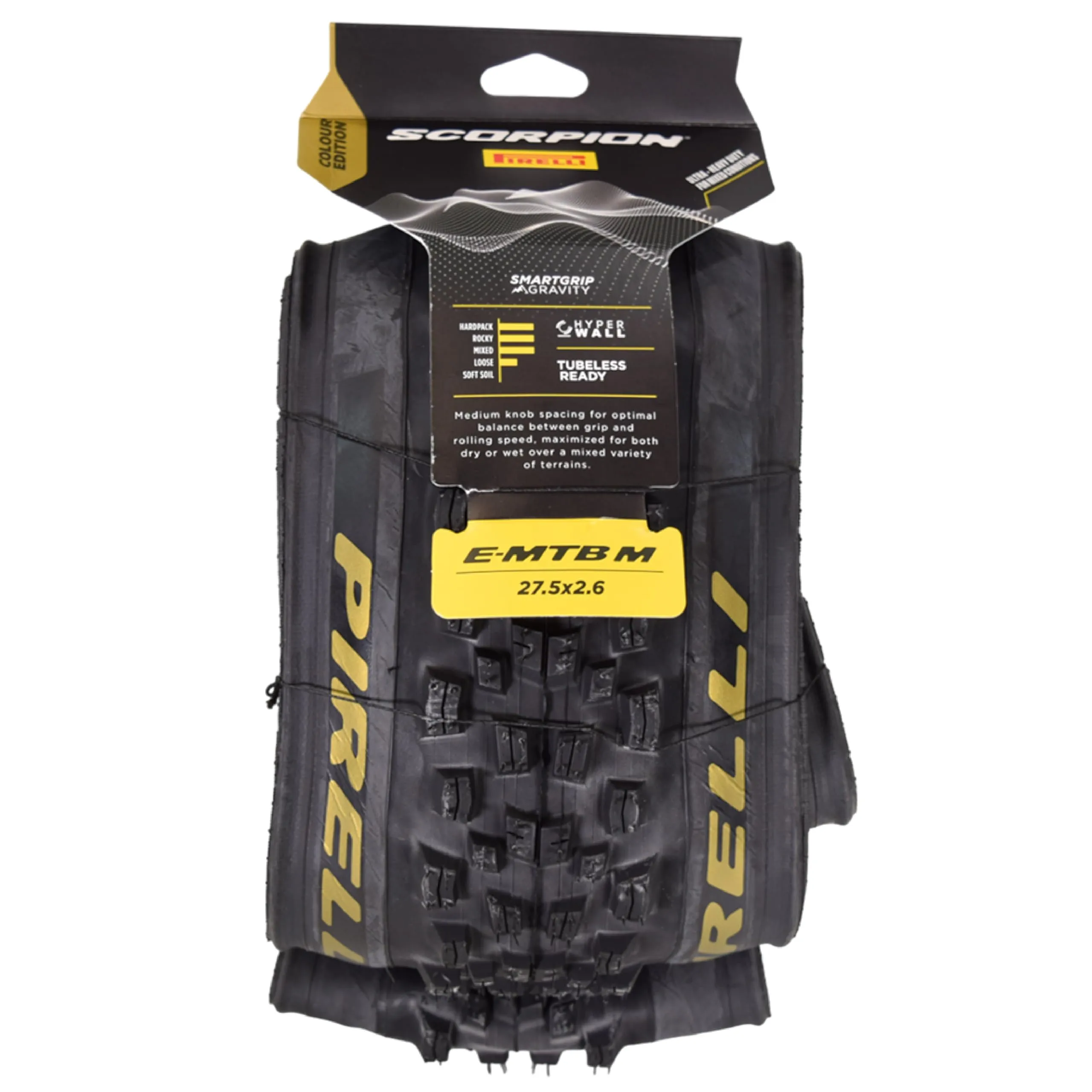 Pirelli Scorpion E-MTB M Gold Edition Tire 27.5x2.6 - High-Performance Tubeless E-MTB Tire