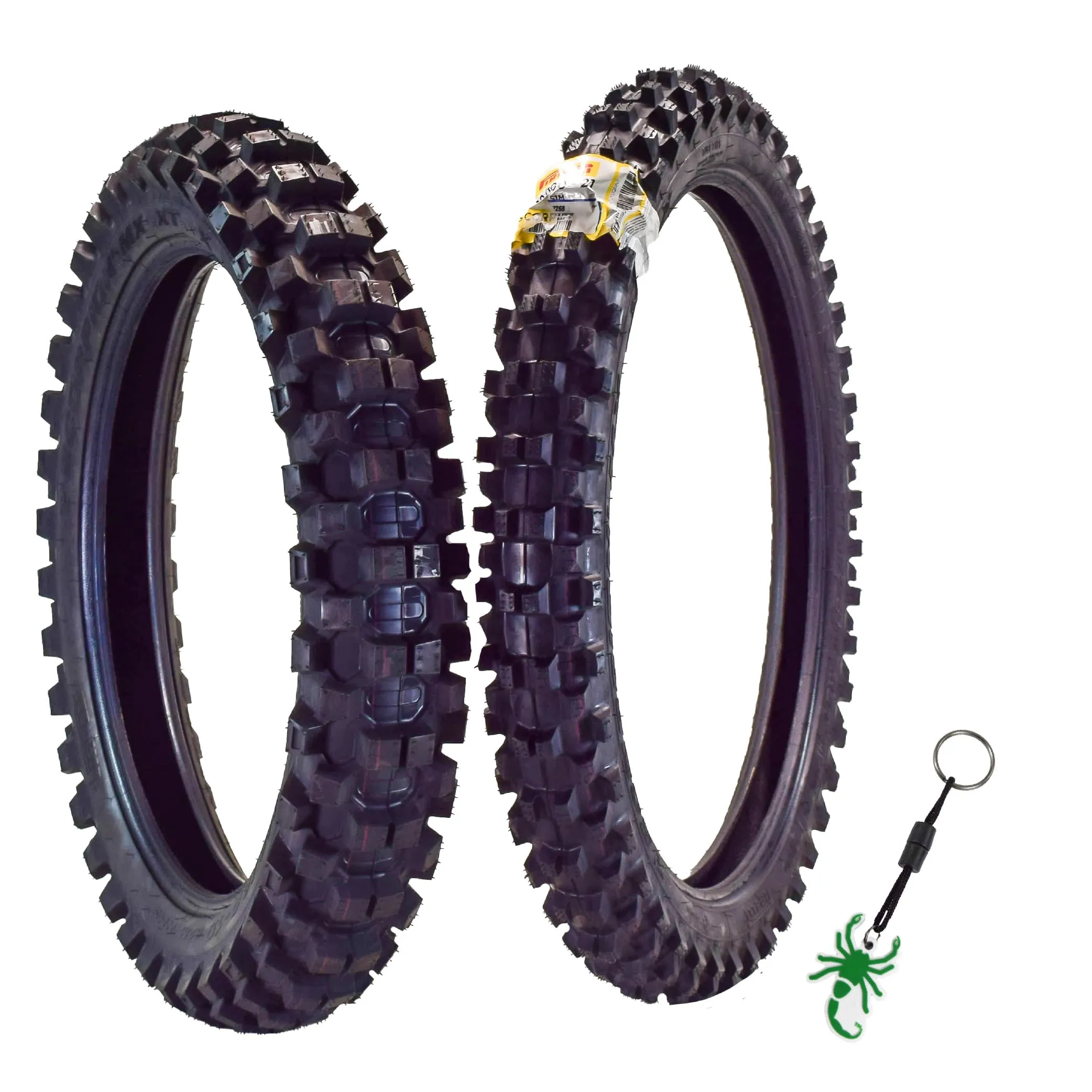 Pirelli Scorpion MX Extra X Dirt Bike Tires 80/100-21 & 110/90-19 with Keychain - Two Pack