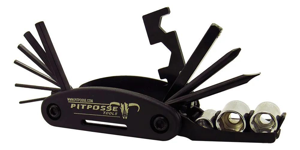 Pit Posse PP2828 Folding Metric Repair Tool Set - Compact Motorcycle Bicycle Mechanic Kit