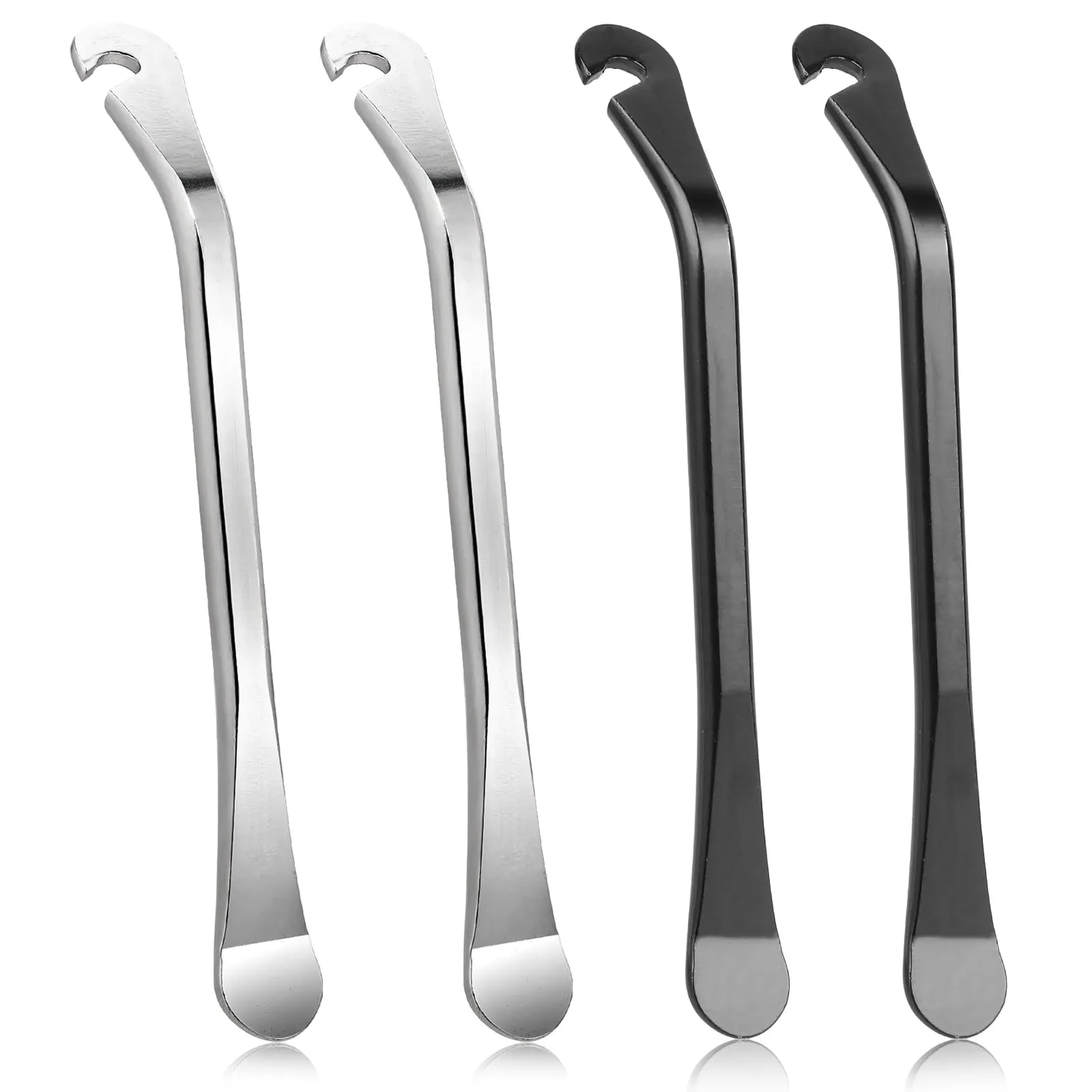 Prasacco 4-Pack Stainless Steel Bike Tire Levers, Ergonomic Tyre Spoon Tool for Easy Tire Changes