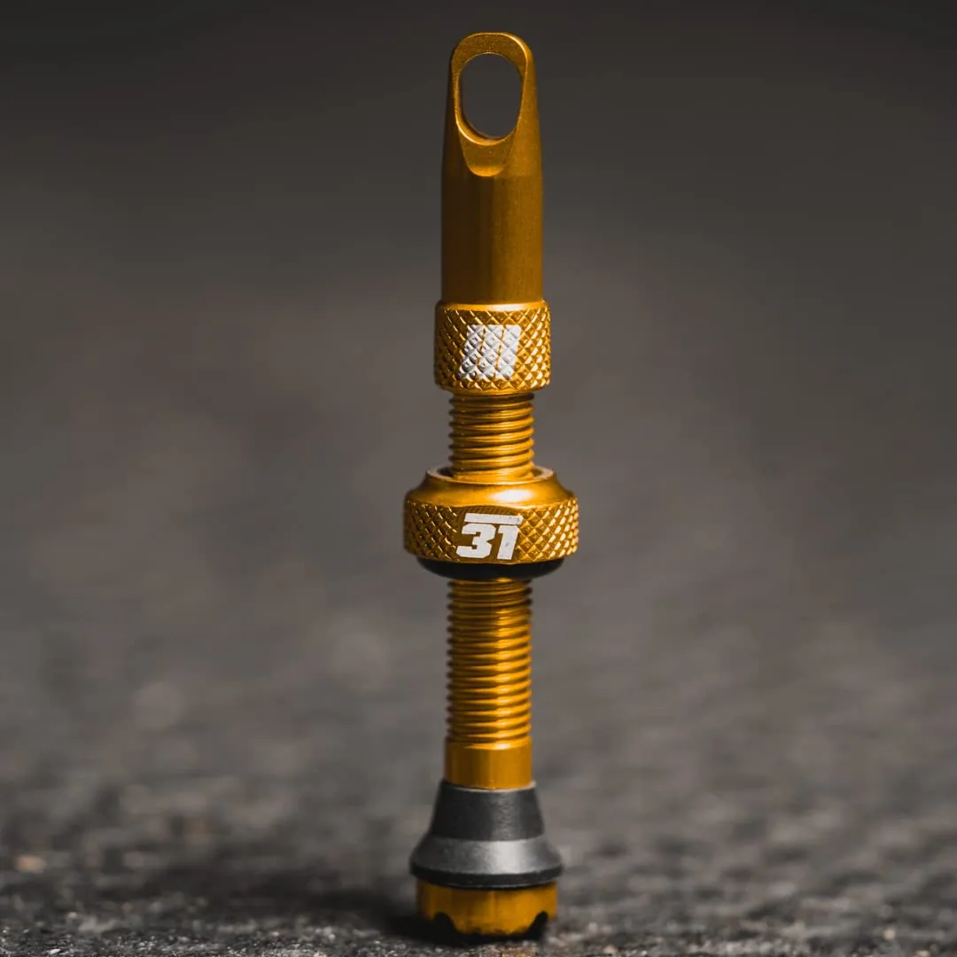 Premium 42mm Tubeless Valves - Podium Gold, Lightweight 7075 Aluminium, Tire Insert Compatible