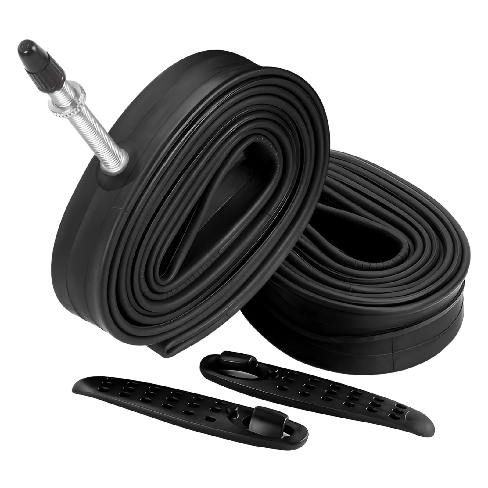 Premium Quality 2 Pack 700x35-43c Road Bike Inner Tubes with 48mm Presta Valve & Tire Levers