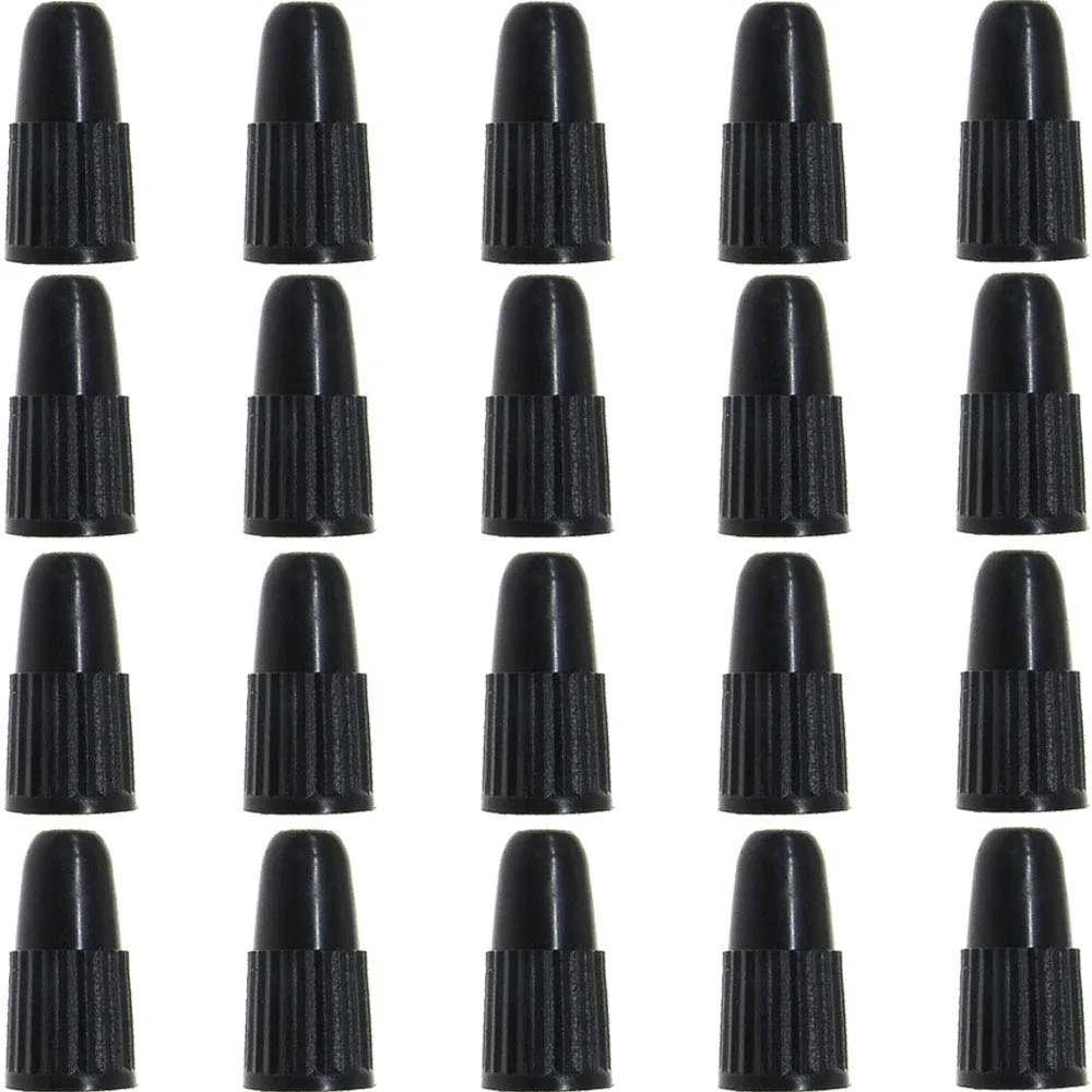 Presta Valve Caps Black - Lightweight Plastic Bike Dust Caps for Presta/French Valve Stems (20 Pack)