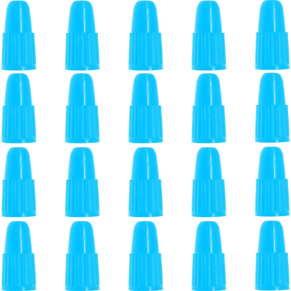 Presta Valve Caps Blue - Lightweight Plastic Tire Covers for MTB/Road Bikes, 20 Pack