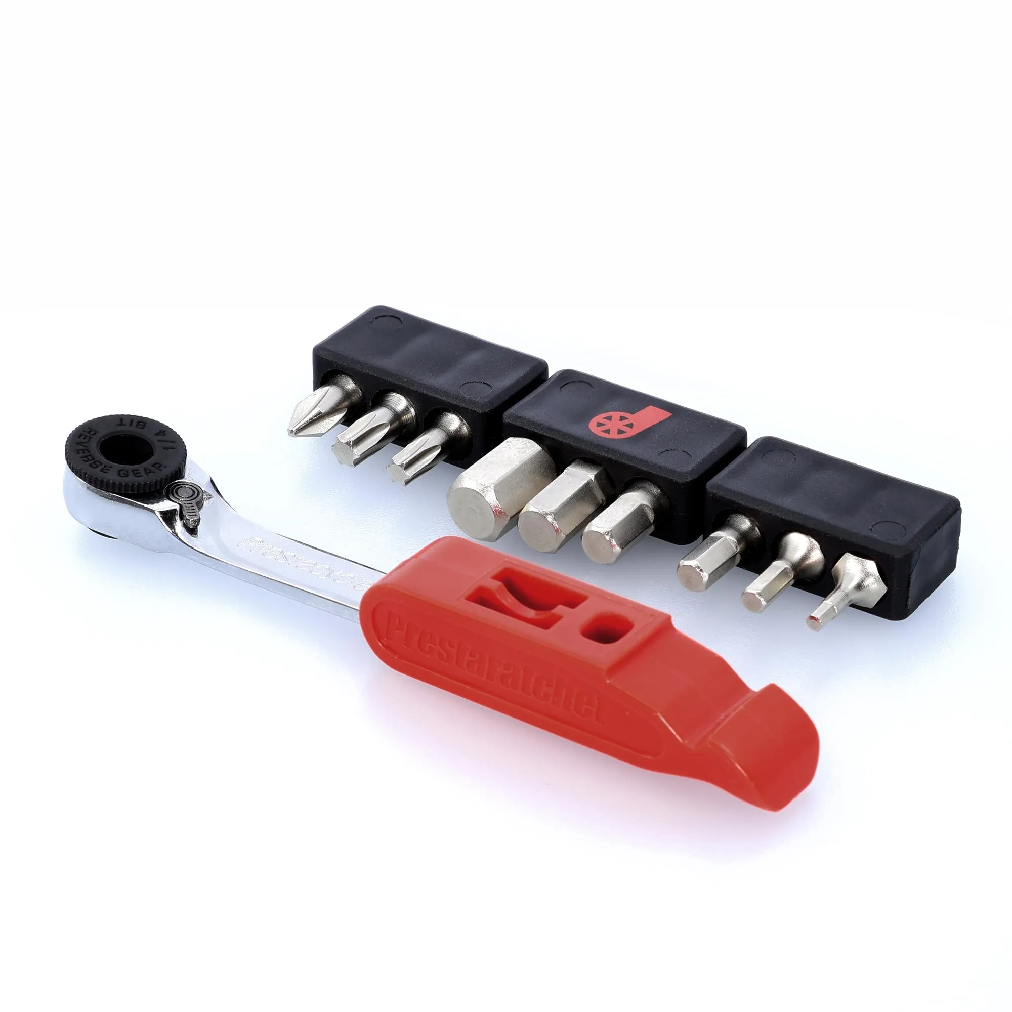 PrestaRatchet GO 5-In-1 Multi-Tool for Bicycles with Tire Lever, Chain Breaker, and Hex Bits