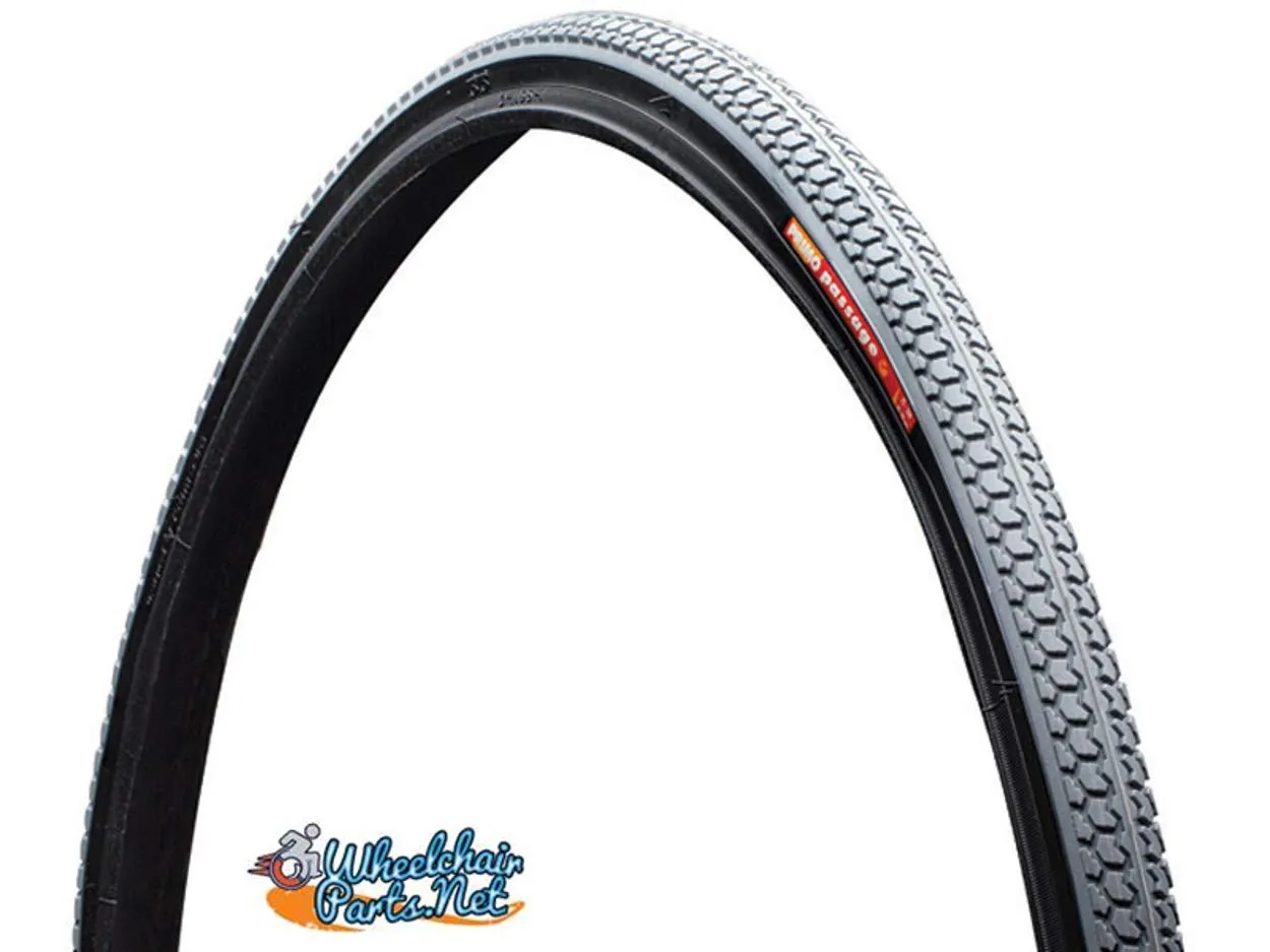 Primo Gray 24 x 1 Passage Wheelchair Tire for Hook Edge Rims - Durable and Reliable Mobility Solution