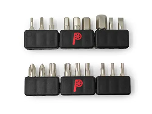 Pro Bicycle Tool Bits Set - 18 Precision Hardened S2 Steel Bits with Patented Carriers