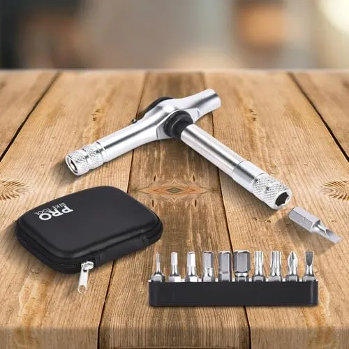 PRO BIKE TOOL Multifunction Bicycle Tool - Compact Steel Design in Black - Versatile Screwdrivers