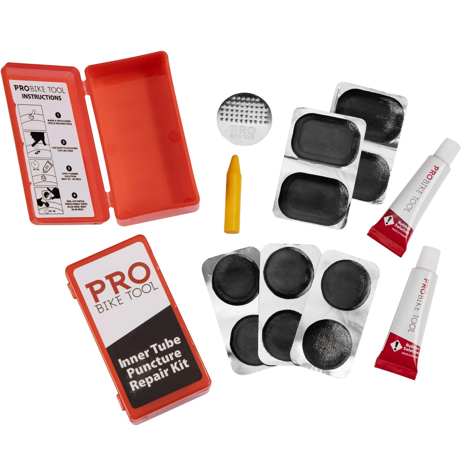 PRO BIKE TOOL Tire Puncture Repair Kit - 2 Pack with Glue, Patches, and Instructions for Easy Repairs