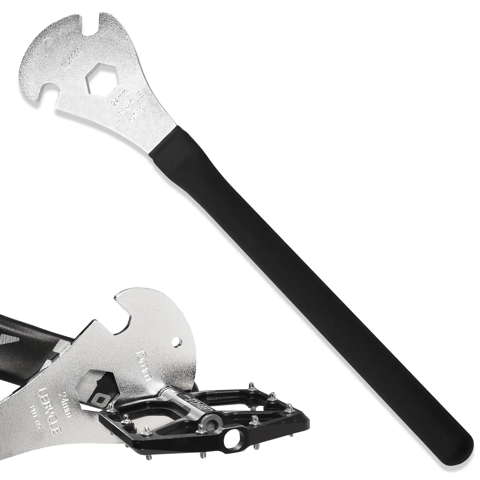 Professional Bike Pedal Wrench 445mm - Comfortable Grip, Durable 15mm Spanner for MTB & Road Bikes