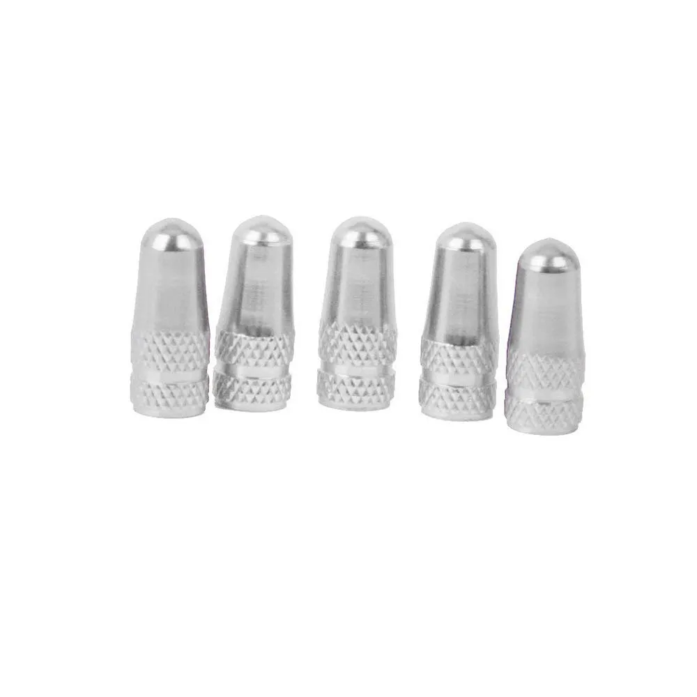 Pulabo Bicycle French Valve Cap Dust Cover - Silver Aluminum Alloy Nozzle, 5pcs for Mountain Bikes
