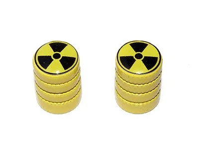 Radioactive Radiation Motorcycle Bike Bicycle Tire Schrader Valve Stem Caps - Yellow