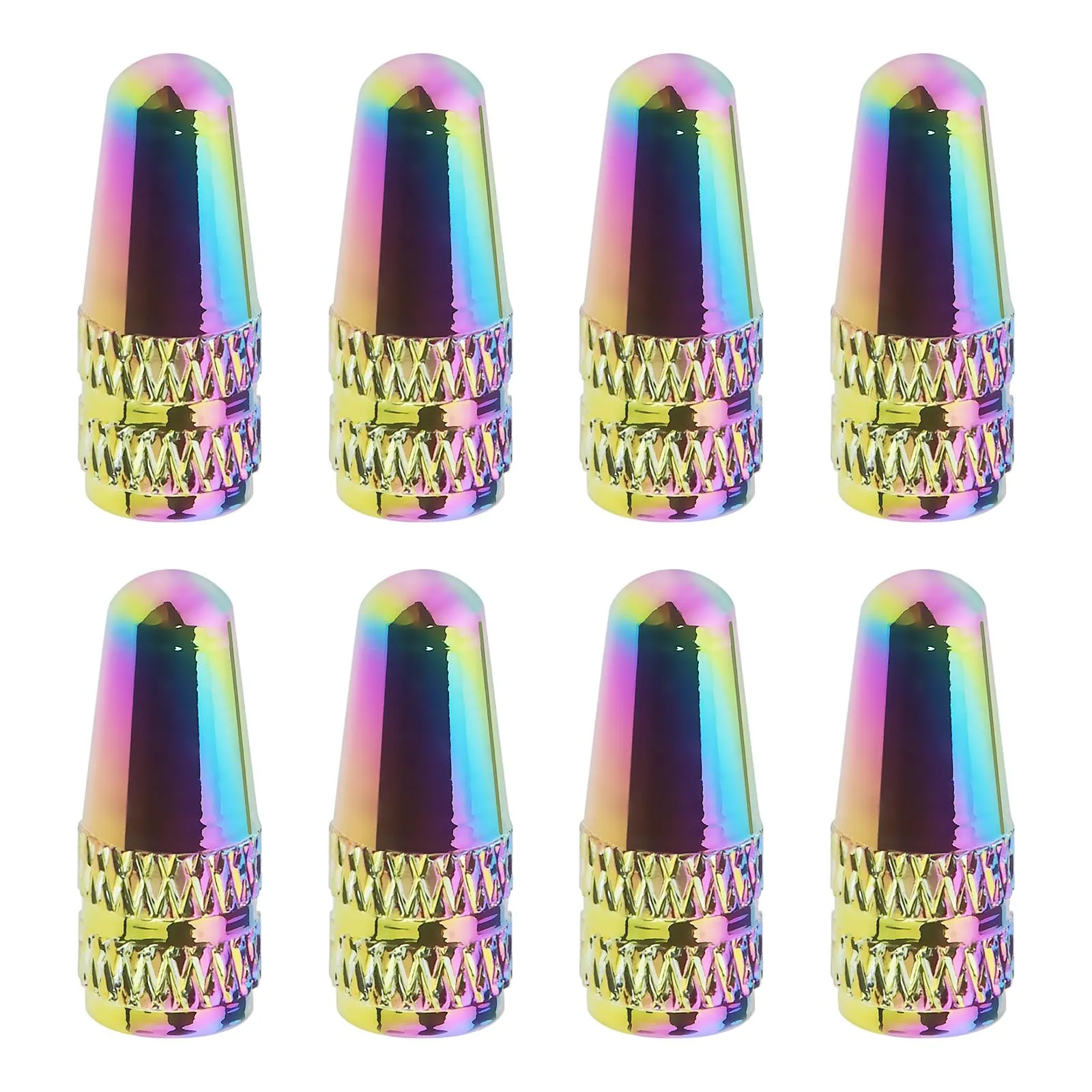 Rainbow Aluminum Alloy Presta Valve Caps - 8PCS for Cars, Motorcycles, Bicycles & Electric Vehicles