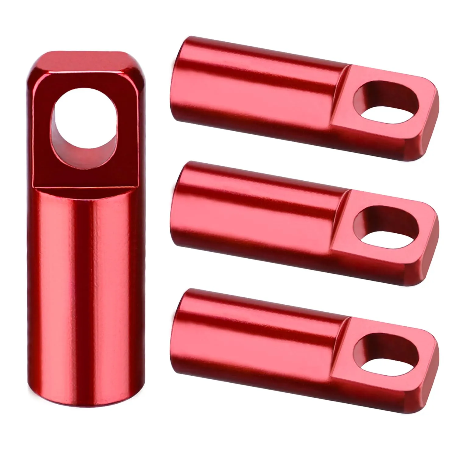 Red Presta Valve Caps 2 in 1 Tubeless Stem Covers - Lightweight Anodized Aluminum, 4 Pack