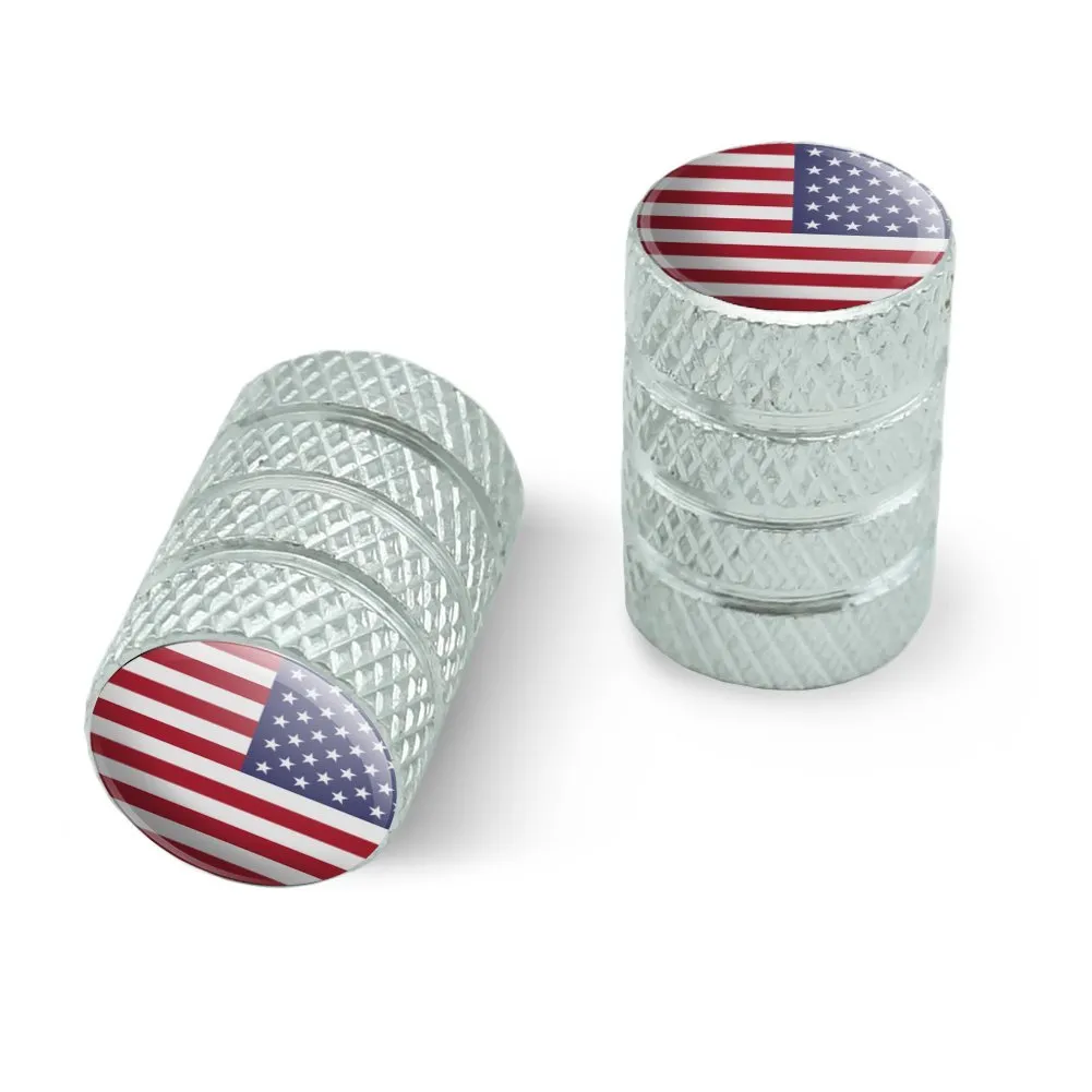 Reversed USA American Flag Valve Stem Caps for Motorcycle & Bicycle - Aluminum, Easy Grip