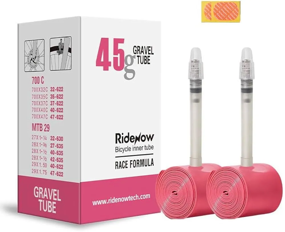 RideNow Ultralight TPU Bike Inner Tube 700 x 18c-47c, Presta Valve, 2 Pack of Lightweight Tubes