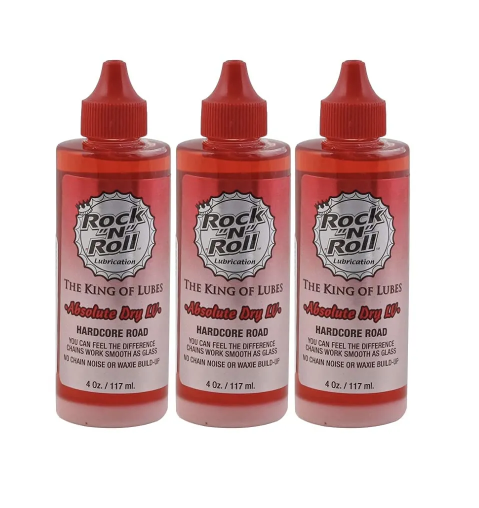 Rock N Roll Absolute Dry LV Bicycle Chain Lube for Road Bikes - 4oz - Pack of 3 Bottles