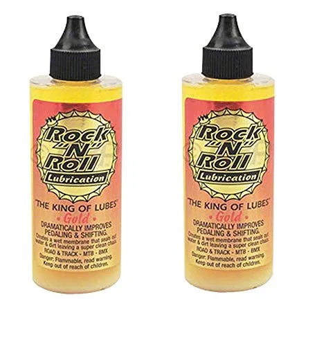 Rock N Roll Gold Chain Lubricant 4-Ounce Two Pack for Smooth Performance and Long Lasting Protection
