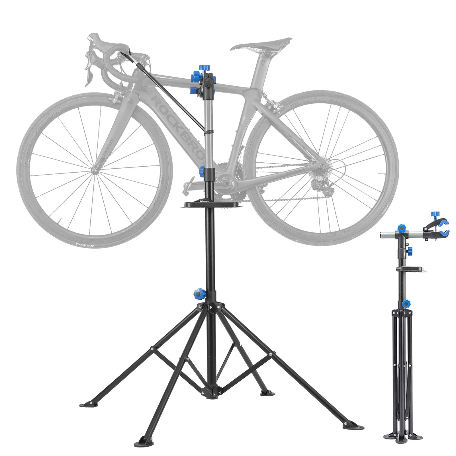 ROCKBROS Adjustable Bike Repair Stand with Tool Tray - Durable Support for Mountain & Road Bikes