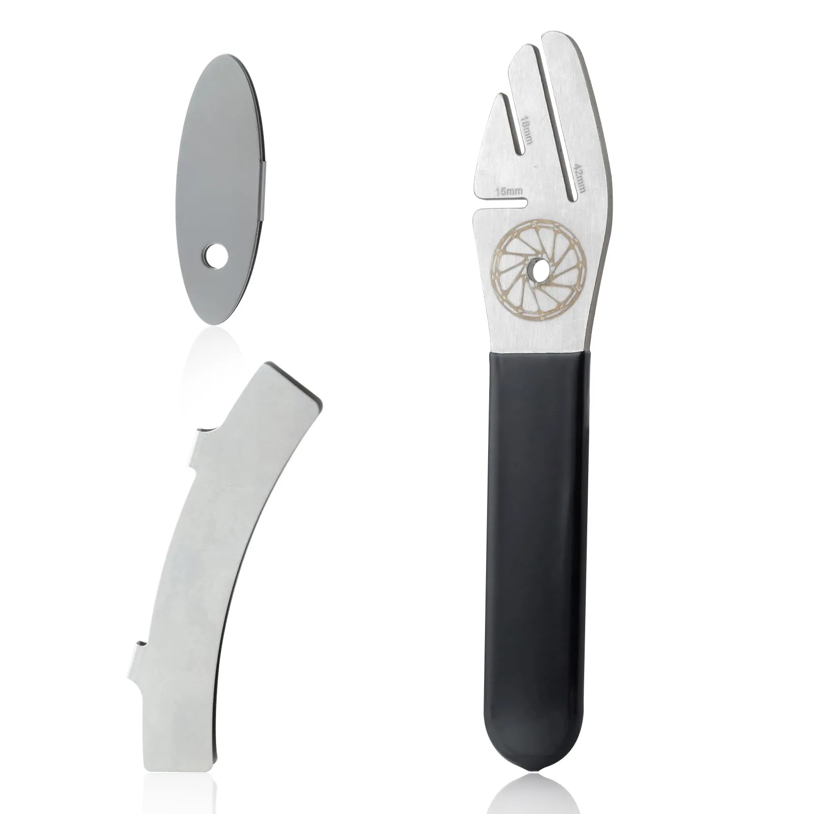 Rotor Truing Fork Tool with 3 Slots for Bicycle Disc Brake Alignment & 2 Bicycle Brake Pads