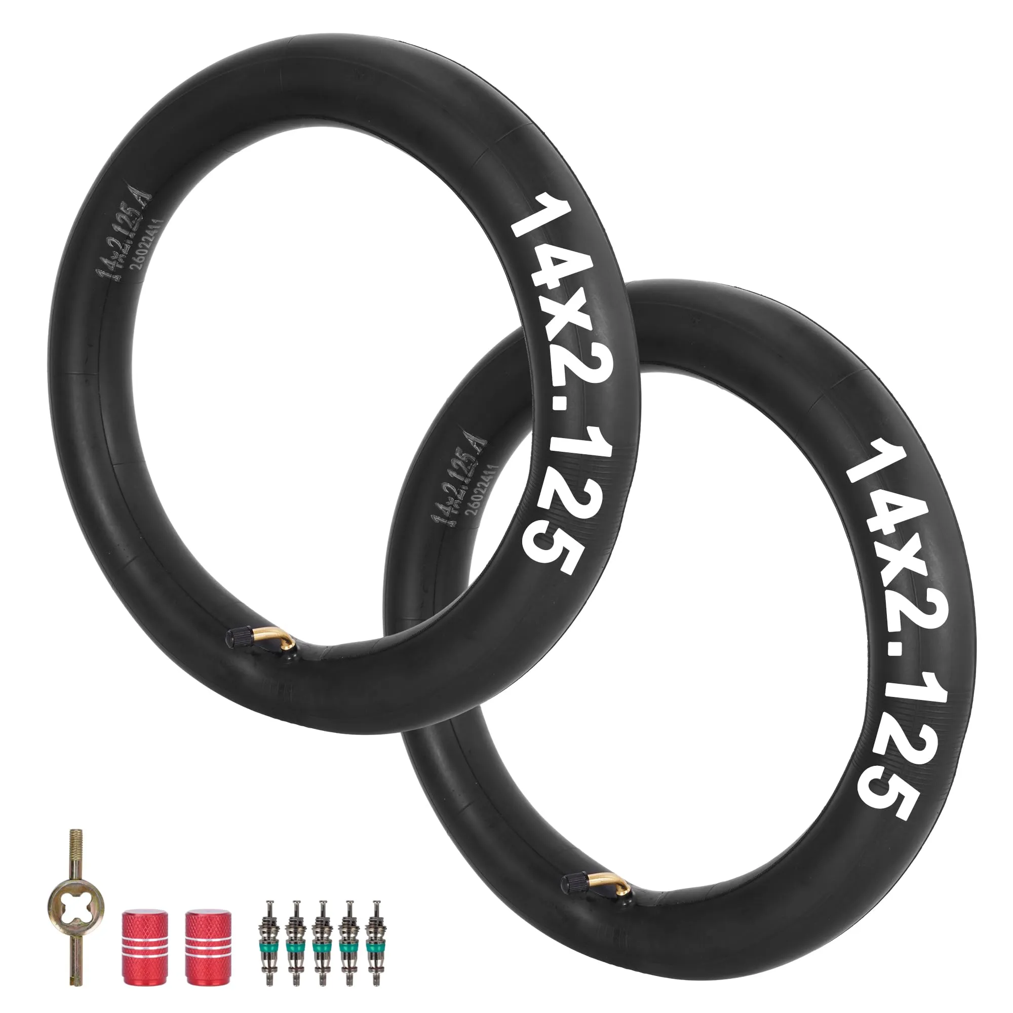 RUTU 14x2.125 Bike Inner Tube for Electric Scooters, E-Bike Replacement Tire, 2 Pack