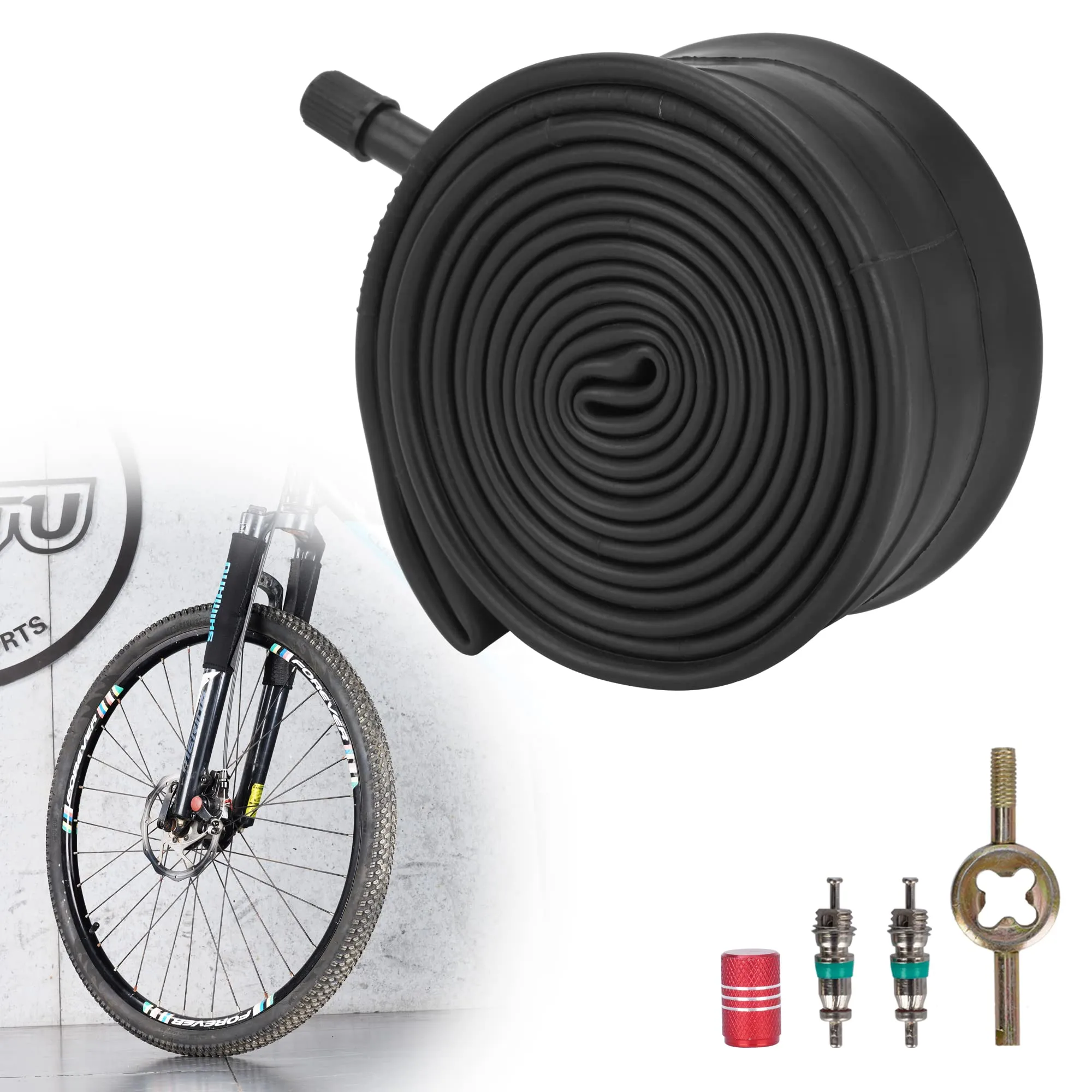 RUTU 1 Pack 16/24/26 Inch Bike Tubes with 32mm Schrader Valve, Compatible with 1.75-2.25 Widths