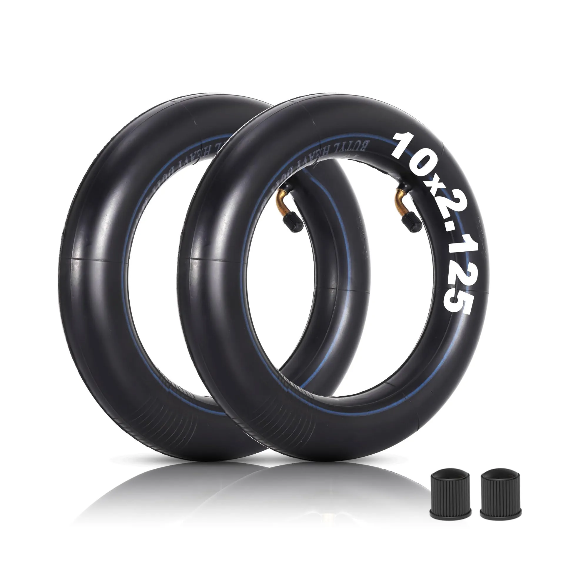 RUTU 2-Pack Heavy-Duty 10 x 2.125 Inner Tubes with 45° Valve for Electric Scooters and Tricycles
