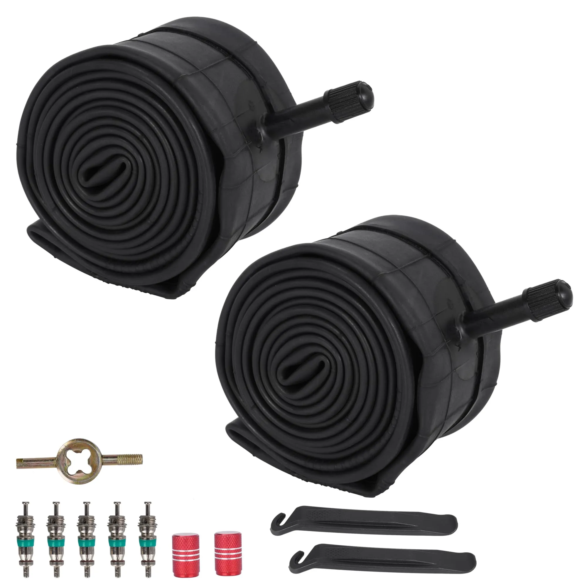 RUTU 24-Inch Bike Tube 24x2.125/2.40 with AV32mm Schrader Valve, 2-Pack for 24' Tires