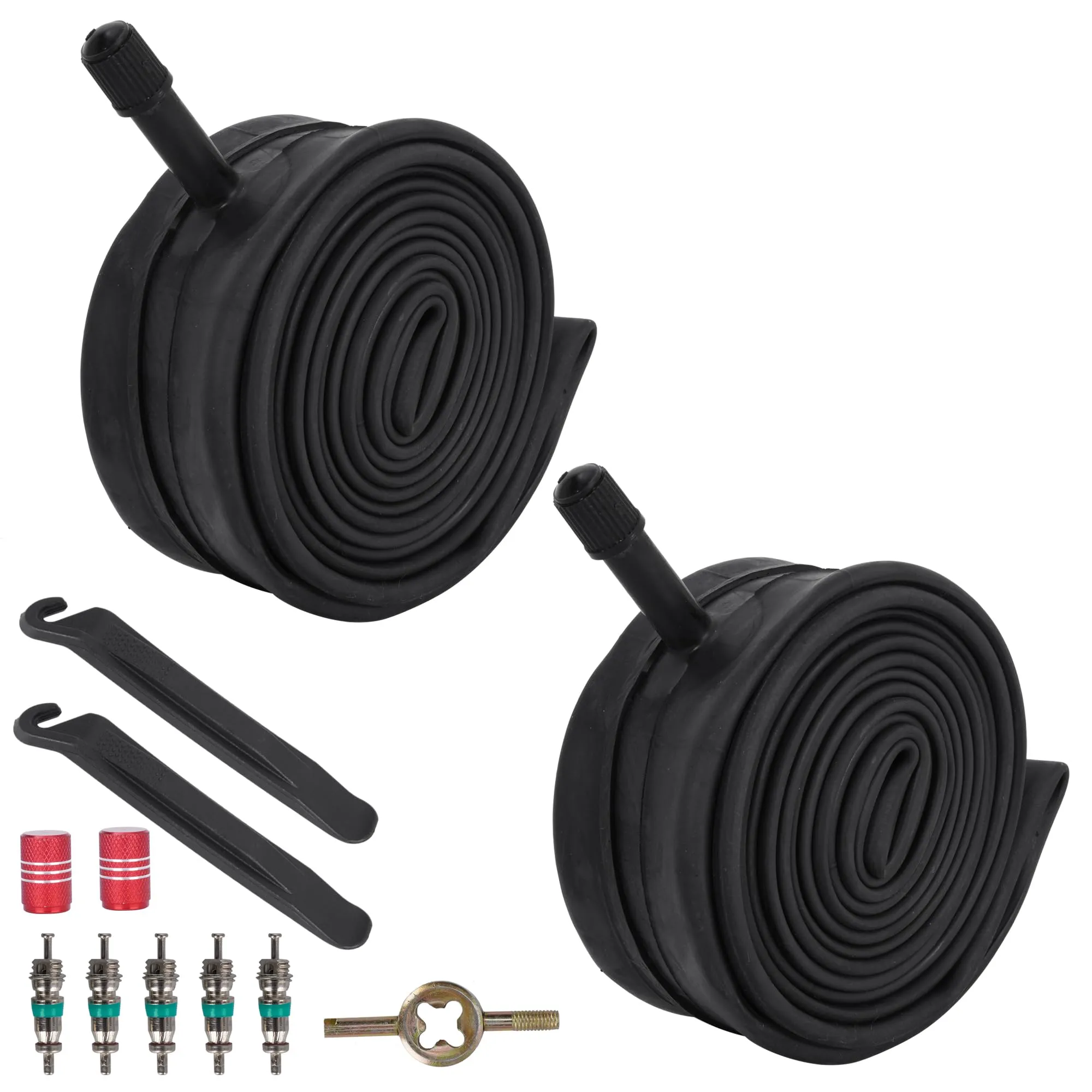 RUTU 26' Heavy Duty Bike Tubes 2-Pack, 32mm Schrader Valve, Fits 1.50-2.125' Tires