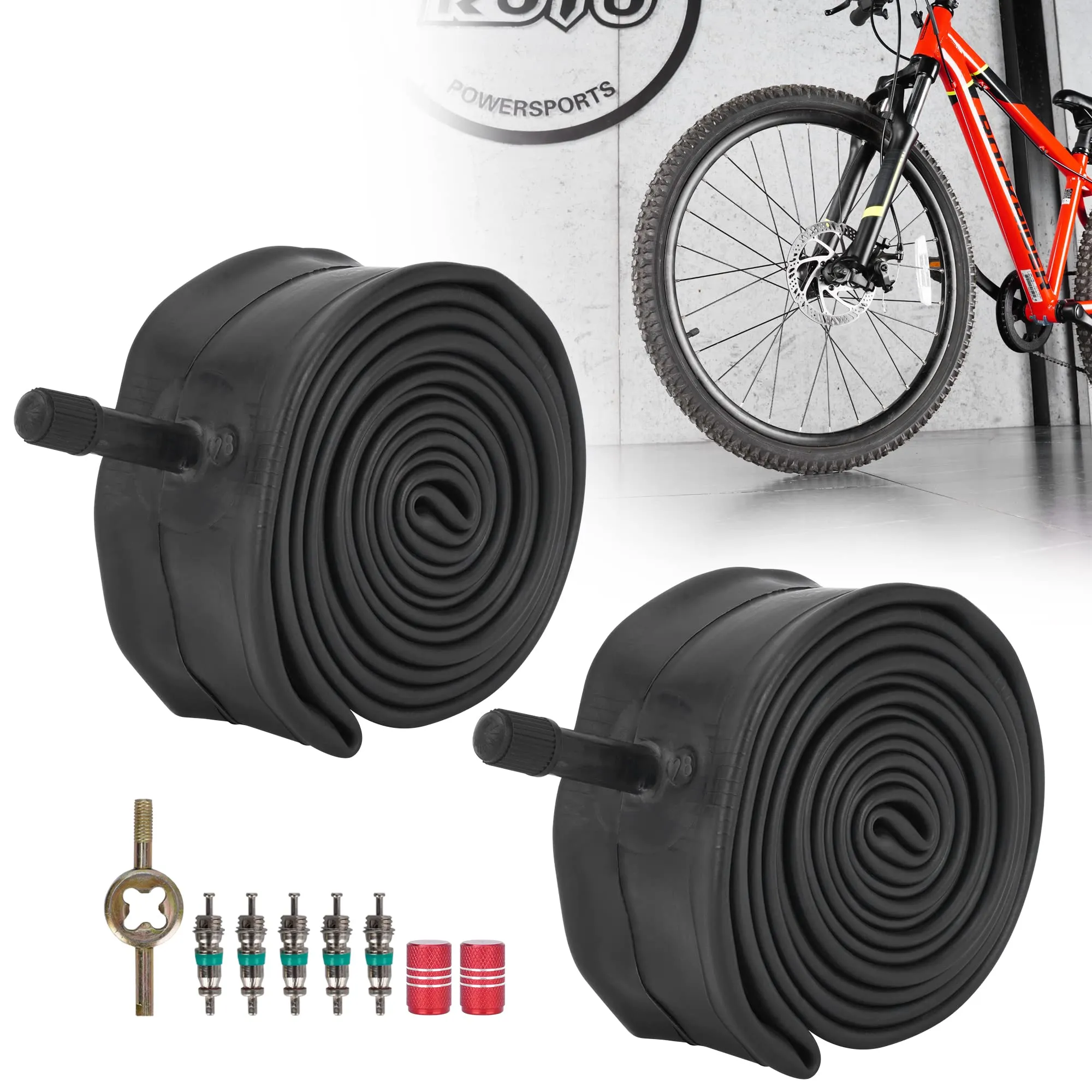 RUTU 2 Pack 24-Inch Bike Tubes with 32mm Schrader Valve for Enhanced Performance and Longevity