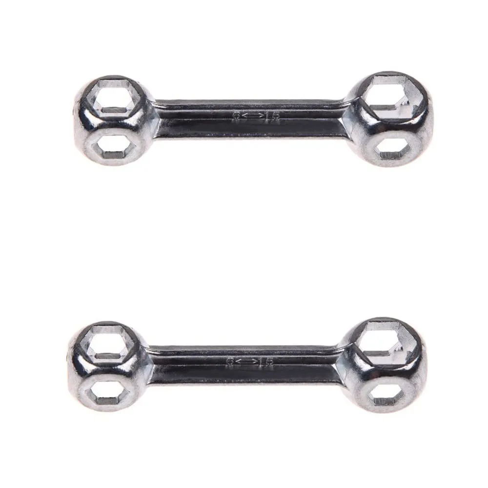 SaiDian 2Pcs Mini Pocket Dog Bone Wrench Multi-Tool for Bicycle Repair, 10-in-1 Silver Spanner