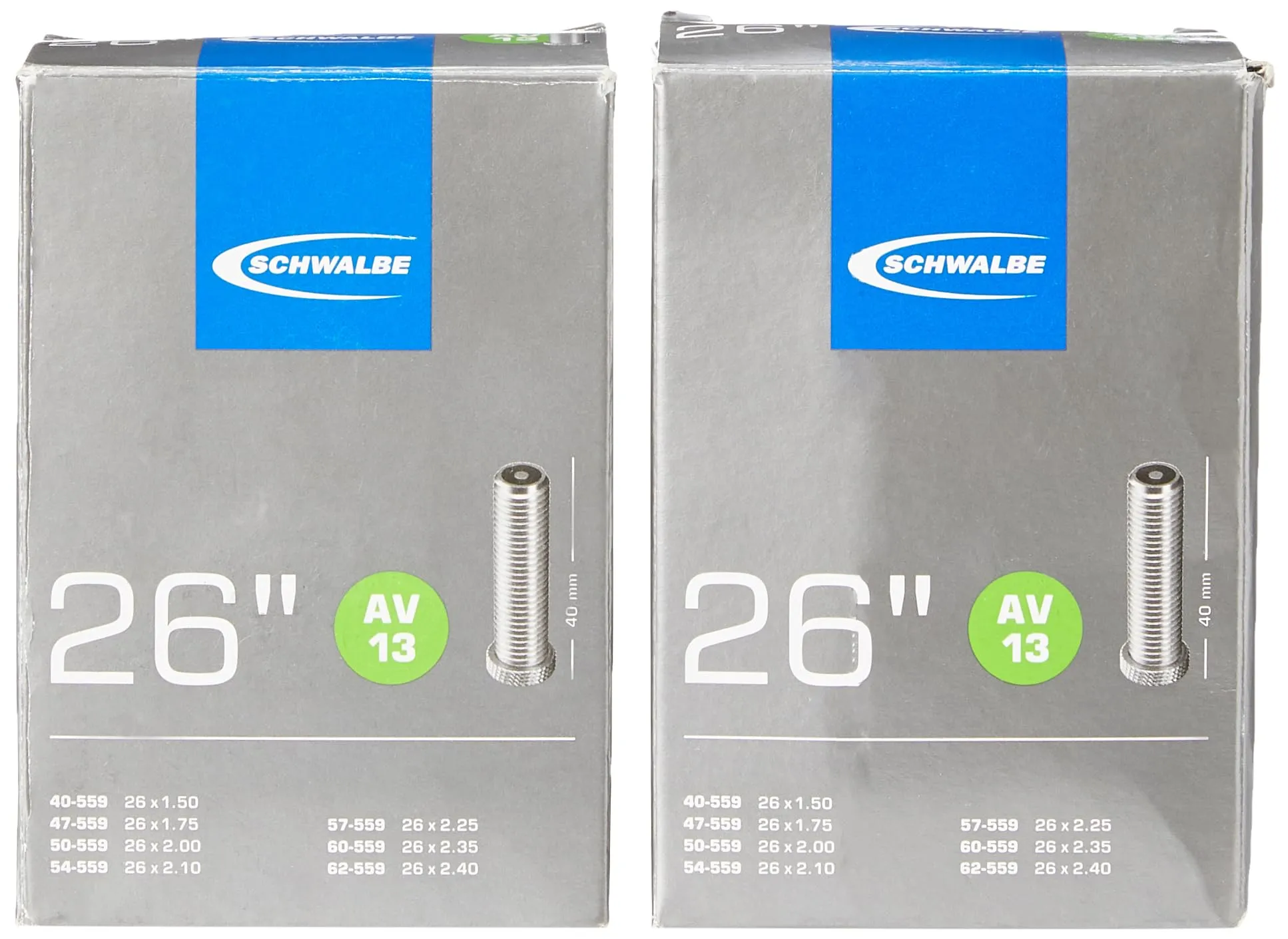 SCHWALBE 26 x 1.50 Tubes - No 13, Schrader Valve - Reliable Bike Tube for Smooth Rides