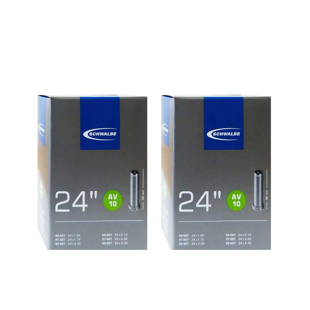 Schwalbe AV10 Inner Tubes, 24 Inch x 1.5, Pack of 2, Black, 40mm Schrader Valve