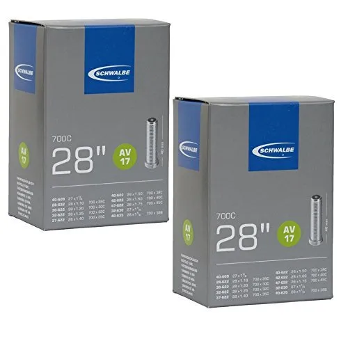 Schwalbe AV17 Inner Tubes 700 x 28-45c / 28' 27' with Schrader Valve - 2 Pack for Superior Air Retention