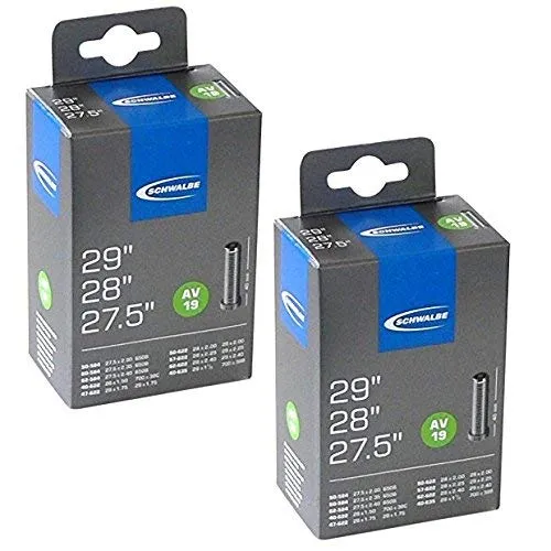 Schwalbe AV19 MTB Inner Tubes - 29'/28'/27.5'/650B, Schrader Valve, 2 Pack, Quality Air Retention
