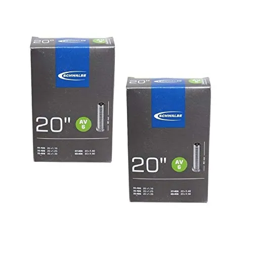 Schwalbe AV6 BMX Inner Tubes - 20 x 1.10-1.50, Schrader 40mm Valve (2 Pack) - Reliable Quality