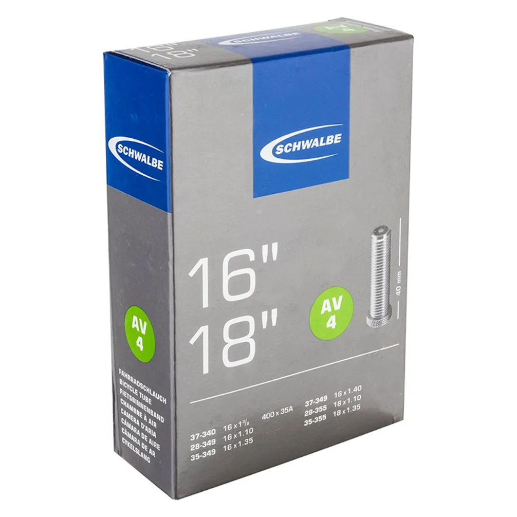 SCHWALBE Bike Tube 40mm Schraeder Valve - Fits 16 x 1.125 to 18 x 1.125 Tire Sizes