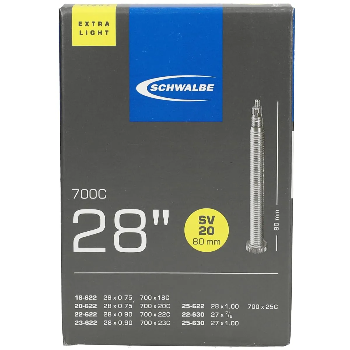 Schwalbe Cicli Bonin Men's Camere Presta Tube 700c Black, 40mm/60mm/80mm Valve Options