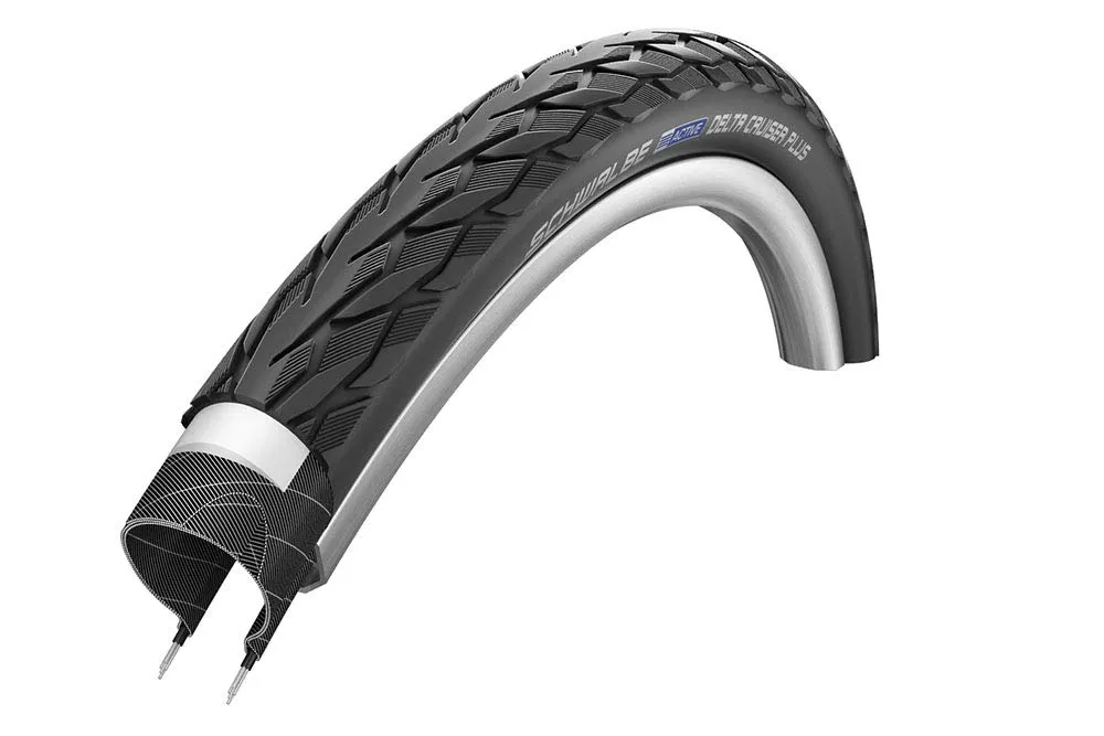 SCHWALBE Delta Cruiser Plus Tire - 700 x 50 Clincher, Black/Reflective, PunctureGuard, eBike Ready