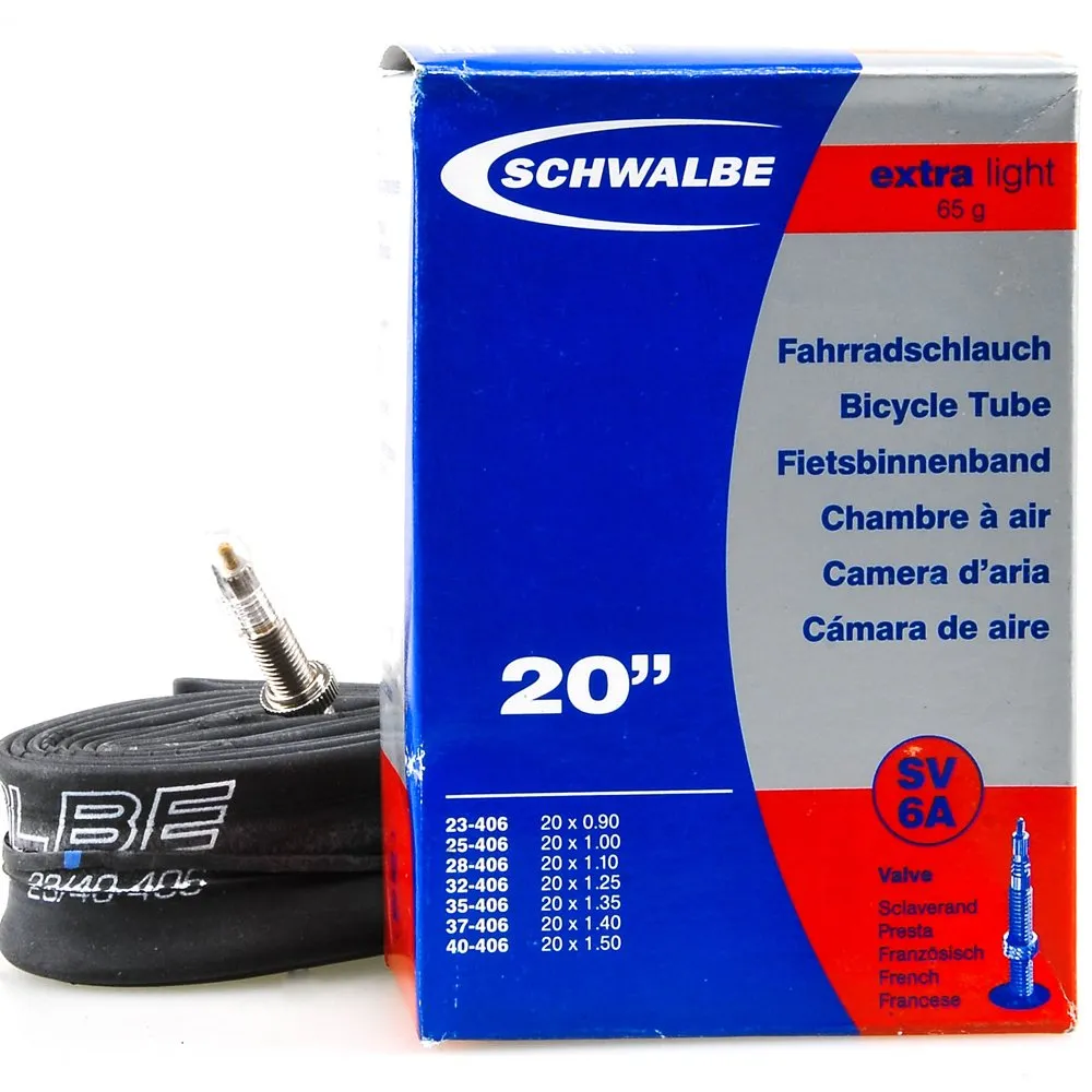 SCHWALBE Extra Light Bicycle Tube 20 x 1.125-1.5, 40mm Presta Valve, Reliable & Lightweight