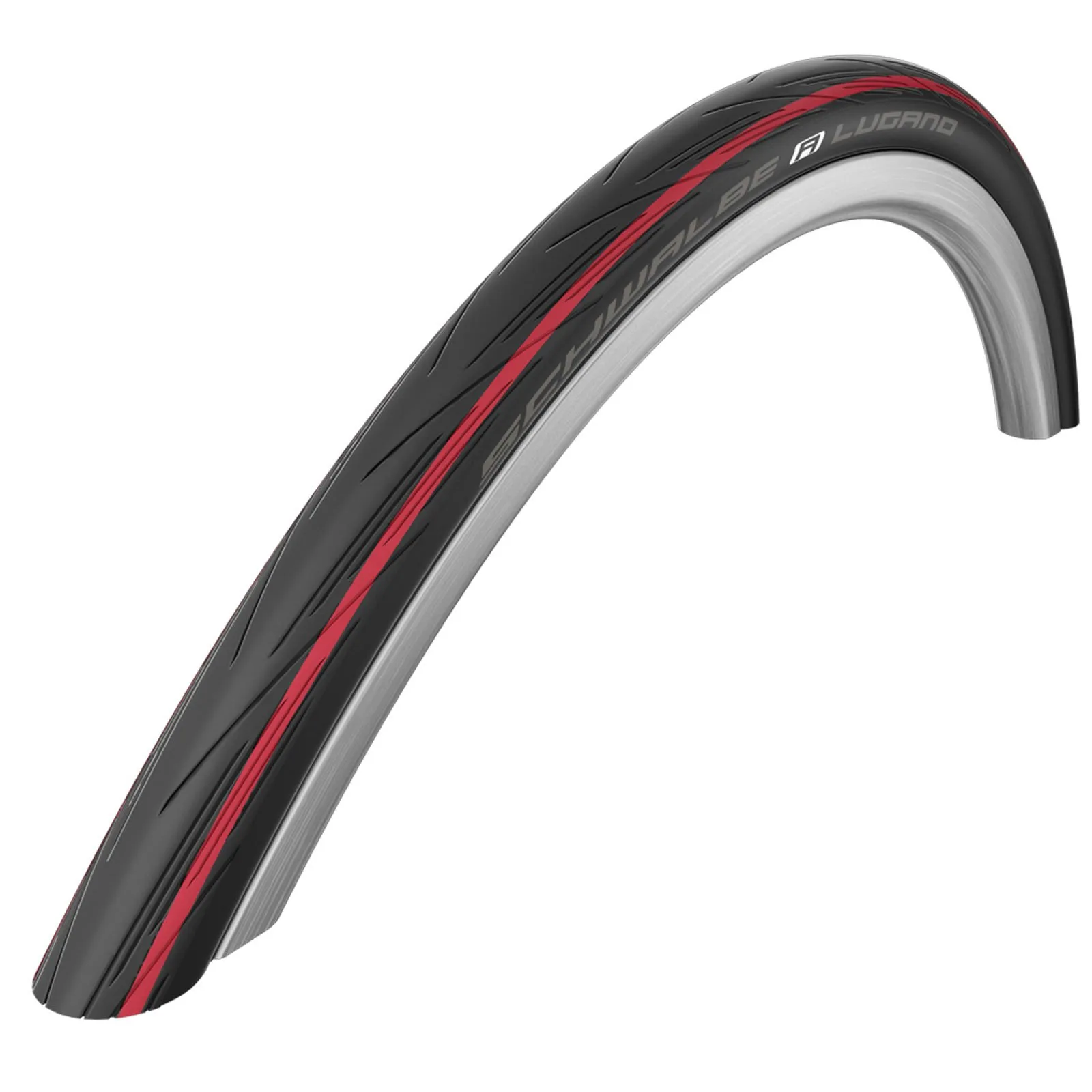 Schwalbe Lugano 700c x 25 Road Racing Bike Tyre - Red, Puncture Protection, High Density Nylon